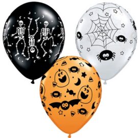 Halloween ballong SVART med skelett