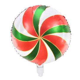 Folieballong Polka röd/vit/grön